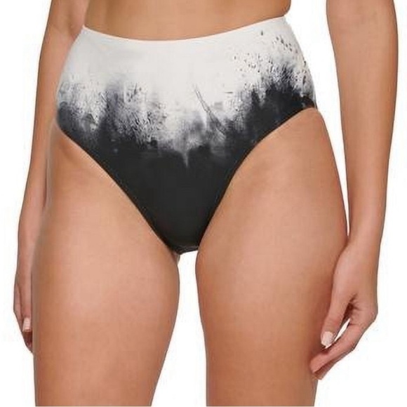 Calvin Klein Women's Printed High Waist Bikini Bottoms Swimsuit Black - Picture 1 of 8